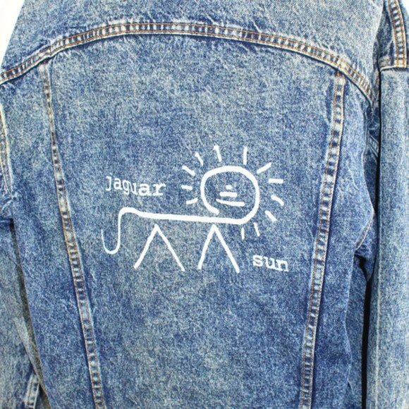 Levi Trucker Jacket Y2K Vintage Jaguar Sun Petroglyphs Logo Vintage, Sma… - Picture 6 of 15